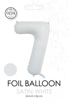 XXL Folienballon Zahl 7 Satin Weiß